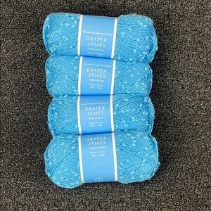 Lot of 4 Draper James DJ Blue Tweed cotton yarn 3.52oz each skein